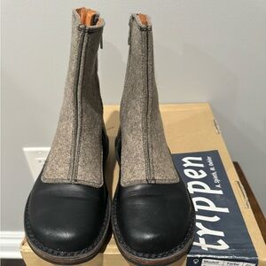 🔥 TRIPPEN Black Distressed Ankle Leather boots Size EUR 36/6